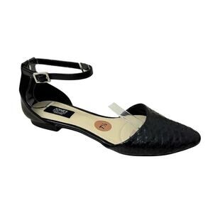 Jones New York Sophia Black Faux Snakeskin Pointed Toe Ankle Strap Women’s 7.5